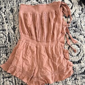 Free People High Waist Ruffle Shorts in Blush